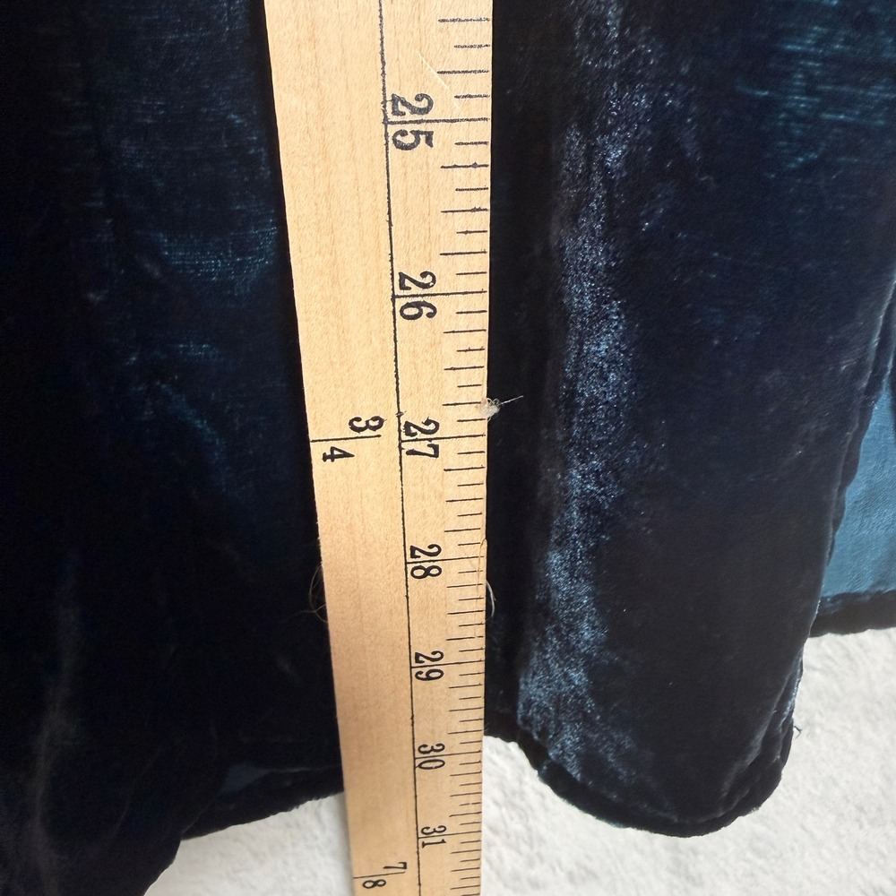 Coldwater Creek Silk Blend Velvet Tunic Shirt Teal Blue PM 10-12 Drawstring Tie - Picture 8 of 8